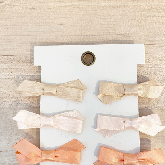 ANTHROPOLOGIE Small Silky Bow Hair Clips Set of 8 NWT Neutrals - Picture 3 of 4